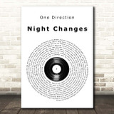 One Direction Night Changes Vinyl Record Song Lyric Print