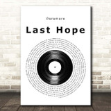 Paramore Last Hope Vinyl Record Song Lyric Print