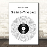 Post Malone Saint-Tropez Vinyl Record Song Lyric Print