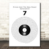 Prince And The New Power Generation 7 Vinyl Record Song Lyric Print
