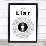 Queen Liar Vinyl Record Song Lyric Print