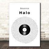 Beyonce Halo Vinyl Record Song Lyric Print