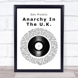 Sex Pistols Anarchy In The U.K. Vinyl Record Song Lyric Print