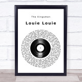 The Kingsmen Louie Louie Vinyl Record Song Lyric Print