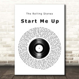 The Rolling Stones Start Me Up Vinyl Record Song Lyric Print