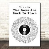Thin Lizzy The Boys Are Back In Town Vinyl Record Song Lyric Print