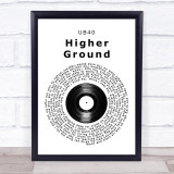 UB40 Higher Ground Vinyl Record Song Lyric Print