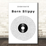 Underworld Born Slippy Vinyl Record Song Lyric Print