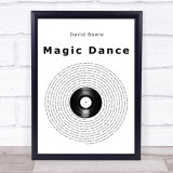 David Bowie Magic Dance Vinyl Record Song Lyric Print