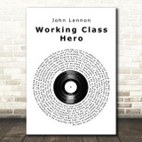 John Lennon Working Class Hero Vinyl Record Song Lyric Wall Art Print