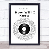 Sam Smith How Will I Know Vinyl Record Song Lyric Wall Art Print