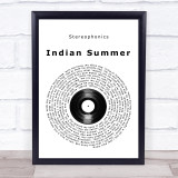Stereophonics Indian Summer Vinyl Record Song Lyric Wall Art Print