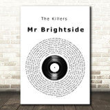 The Killers Mr Brightside Vinyl Record Song Lyric Wall Art Print