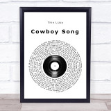 Thin Lizzy Cowboy Song Vinyl Record Song Lyric Wall Art Print