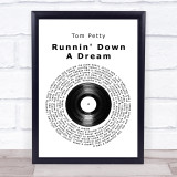 Tom Petty Runnin' Down A Dream Vinyl Record Song Lyric Wall Art Print