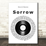 David Bowie Sorrow Vinyl Record Song Lyric Wall Art Print