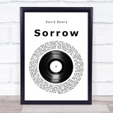 David Bowie Sorrow Vinyl Record Song Lyric Wall Art Print