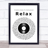 Frankie Goes To Hollywood Relax Vinyl Record Song Lyric Wall Art Print