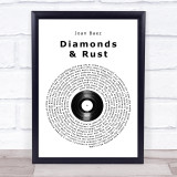 Joan Baez Diamonds & Rust Vinyl Record Song Lyric Quote Music Print