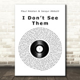 Paul Heaton & Jacqui Abbott I Dont See Them Vinyl Record Song Lyric Quote Music Print
