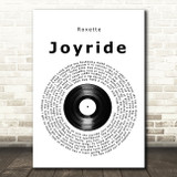 Roxette Joyride Vinyl Record Song Lyric Quote Music Print