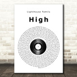 Lighthouse Family High Vinyl Record Song Lyric Quote Print