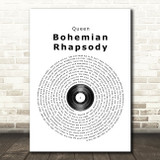 Queen Bohemian Rhapsody Vinyl Record Song Lyric Quote Print