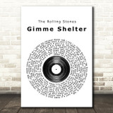 The Rolling Stones Gimme Shelter Vinyl Record Song Lyric Quote Print