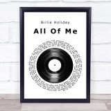 Billie Holiday All Of Me Vinyl Record Song Lyric Quote Print