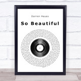 Darren Hayes So Beautiful Vinyl Record Song Lyric Quote Print