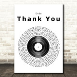 Dido Thank You Vinyl Record Song Lyric Quote Print