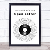 The Amity Affliction Open Letter Vinyl Record Song Lyric Quote Print
