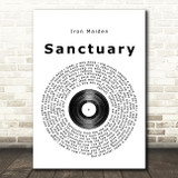 Iron Maiden Sanctuary Vinyl Record Song Lyric Quote Print