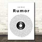 Lee Brice Rumor Vinyl Record Song Lyric Print