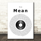 Pink Mean Vinyl Record Song Lyric Quote Print