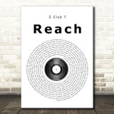 S Club 7 Reach Vinyl Record Song Lyric Quote Print