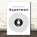 Scouting For Girls Superman Vinyl Record Song Lyric Quote Print