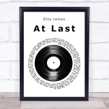 Etta James At Last Vinyl Record Song Lyric Quote Print
