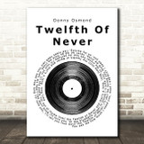 Donny Osmond Twelfth Of Never Vinyl Record Song Lyric Print