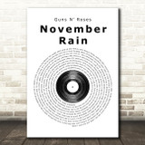 Guns N' Roses November Rain Vinyl Record Song Lyric Print