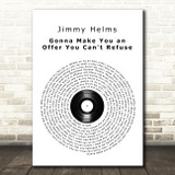 Jimmy Helms Gonna Make You an Offer You Can't Refuse Vinyl Record Song Lyric Print