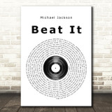 Michael Jackson Beat It Vinyl Record Song Lyric Print
