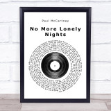 Paul McCartney No More Lonely Nights Vinyl Record Song Lyric Print