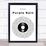 Prince Purple Rain Vinyl Record Song Lyric Quote Print