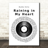 Buddy Holly Raining in My Heart Vinyl Record Song Lyric Print