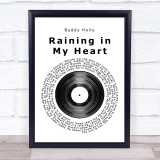 Buddy Holly Raining in My Heart Vinyl Record Song Lyric Print