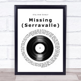 City And Colour Missing (Serravalle) Vinyl Record Song Lyric Print