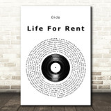 Dido Life For Rent Vinyl Record Song Lyric Print