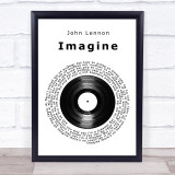 John Lennon Imagine Vinyl Record Song Lyric Print