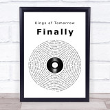 Kings of Tomorrow Finally Vinyl Record Song Lyric Print